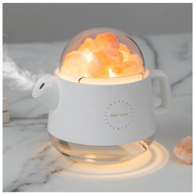 AKYLDI Teapot Cute Humidifier, 360ml Cute Humidifiers for Bedroom, Crystal Salt 7 color LED Lamp Cute Humidifier for Desk, Bedside, Sleeping, Relaxing,White