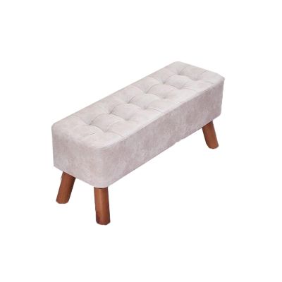GTEFSWS Footstools Portable Bench Modern Casual Office Footrest Solid Wood Frame Foot Tool Comfortable and Breathable for Living Room Creative Stool Couch(Light Gray)