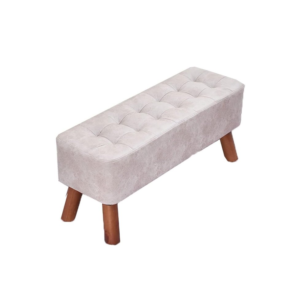 GTEFSWS Footstools Portable Bench Modern Casual Office Footrest Solid Wood Frame Foot Tool Comfortable and Breathable for Living Room Creative Stool Couch(Light Gray)