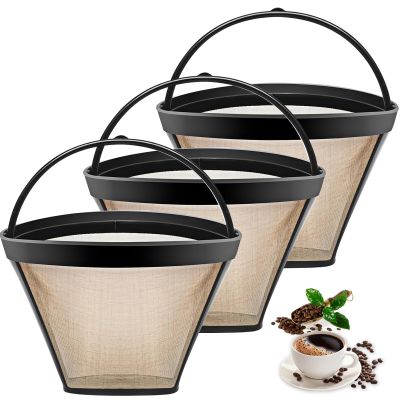 Bouaida Reusable Coffee Filters Suitable for Ninja Coffee Maker, 3Pcs Cone Coffee Filters 4, Which Can Be Used to Replace the Cuisinart Coffee Maker Filter 4