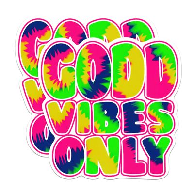 (2 Pack) Good Vibes Only Tie Dye Magnets - Positive Vibes - 5" On Longest Side - Premium Magnet - for Cars, Refrigerators, Toolboxes, Lockers - Made in USA - MAG1092