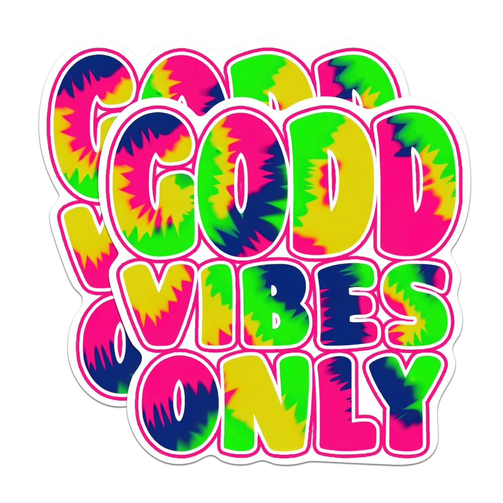 (2 Pack) Good Vibes Only Tie Dye Magnets - Positive Vibes - 5" On Longest Side - Premium Magnet - for Cars, Refrigerators, Toolboxes, Lockers - Made in USA - MAG1092