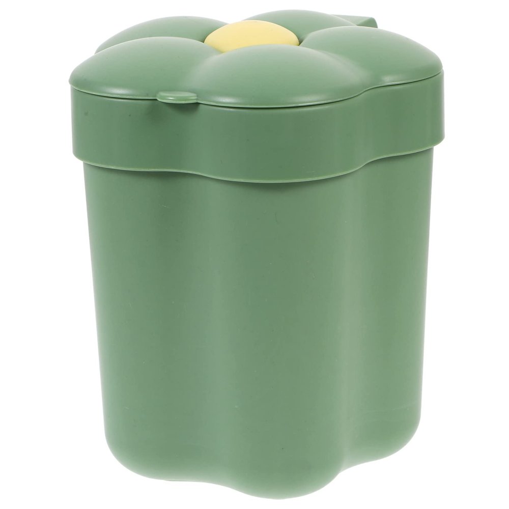 ZHIQISHI Desk bin,Flower Trash Can Small Wastebasket Mini Office Plastic (Color : Green, Size : 14X13CM)(Green)