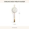 MACKENZIE-CHILDS Wreath Hanger, Door Hanger for Christmas Wreaths or Seasonal Decor, Gray-and-White Sterling Check view 4