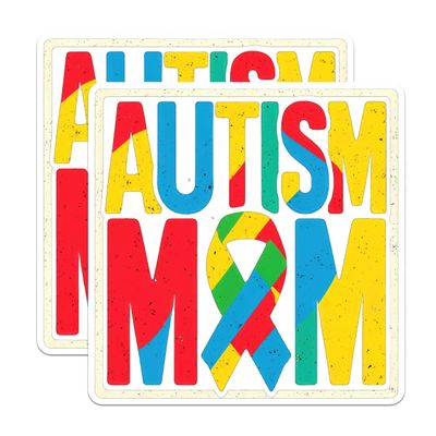 (2 Pack) Autism Mom Magnets - Autism Awarness Magnet - 5" On Longest Side - Premium Magnet - for Cars, Refrigerators, Toolboxes, Lockers - Made in USA - MAG1088