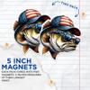 (2 Pack) Bass Fish with American Hat and Sunglasses Magnets - Magnet for Fisherman Angler - USA - 5" On Longest Side - Premium Magnet - for Cars, Refrigerators, Toolboxes - Made in USA - MAG1364 view 3