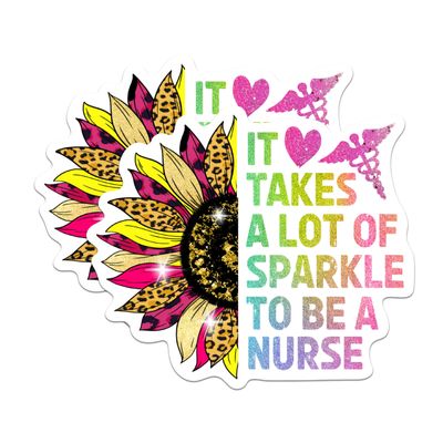 (2 Pack) It Takes A Lot of Sparkle to Be A Nurse Magnets - RN Nurse - 5" On Longest Side - Premium Magnet - for Cars, Refrigerators, Toolboxes, Lockers - Made in USA - MAG1095