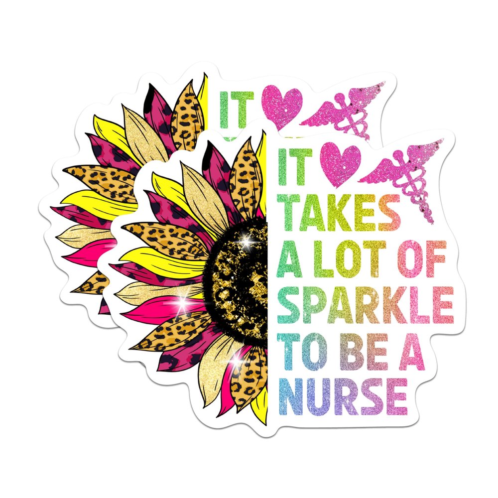 (2 Pack) It Takes A Lot of Sparkle to Be A Nurse Magnets - RN Nurse - 5" On Longest Side - Premium Magnet - for Cars, Refrigerators, Toolboxes, Lockers - Made in USA - MAG1095