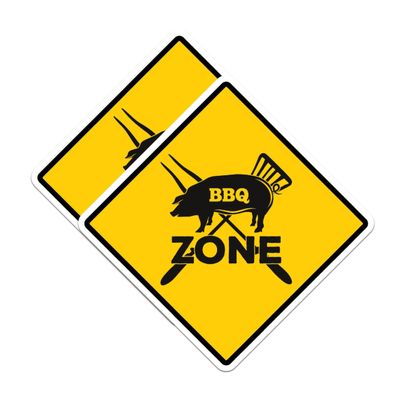 (2 Pack) BBQ Zone Magnets - Barbecue Grill Chef Magnet - Grill Master Magnets - 5" On Longest Side - Premium Magnet - for Cars, Refrigerators, Toolboxes - Made in USA - MAG1190