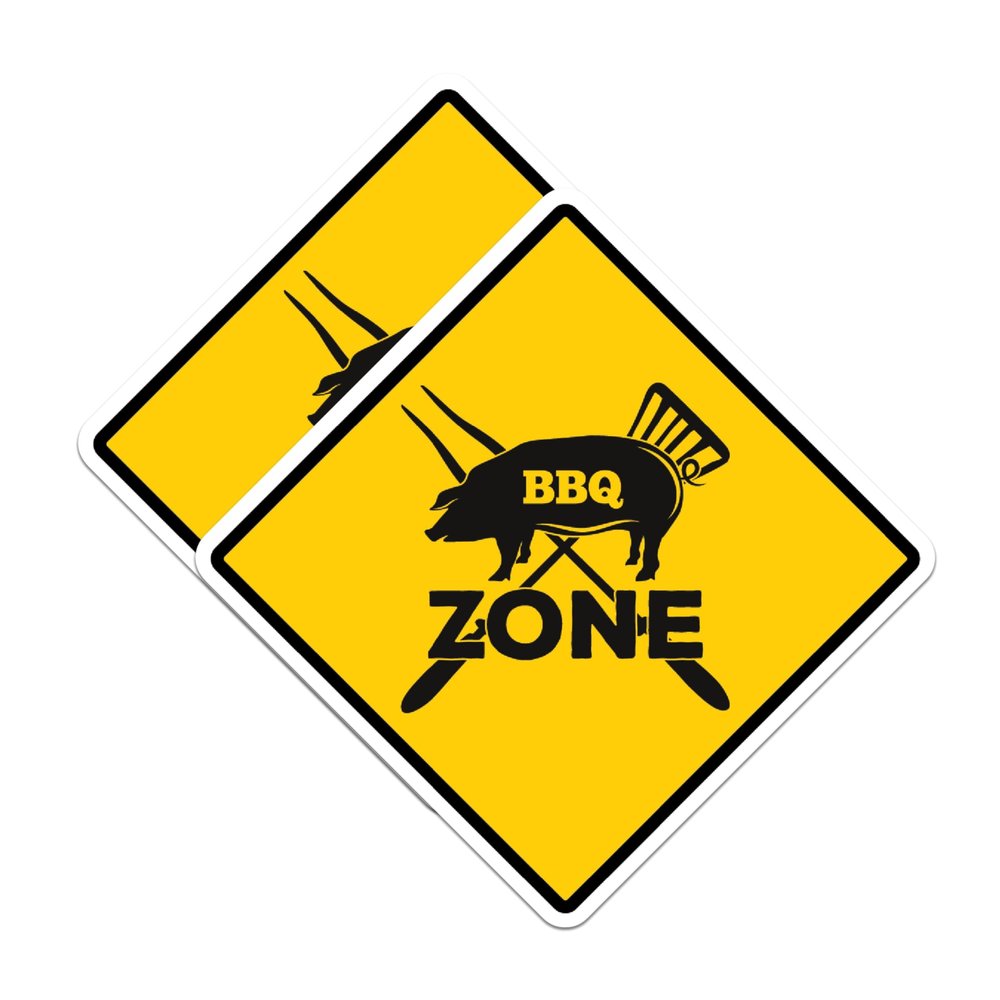 (2 Pack) BBQ Zone Magnets - Barbecue Grill Chef Magnet - Grill Master Magnets - 5" On Longest Side - Premium Magnet - for Cars, Refrigerators, Toolboxes - Made in USA - MAG1190