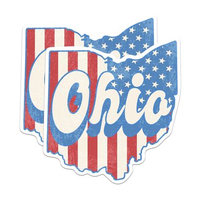 (2 Pack) Ohio State Outline Magnets - OH State Shape with USA Flag - 5" On Longest Side - Premium Magnet - Choose Your State - for Cars, Refrigerators, Toolboxes - Made in USA - MAG1161
