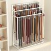 Organizer Holder Household Belt Storage RackFloor Mounted Belt Hanger, Metal Belt Display Stand Men Closet Display Stand Organizer, Ties Scarf Rack Shawls Shelf for Clothing Retail(White,100x40x150cm view 1