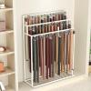 Organizer Holder Household Belt Storage RackFloor Mounted Belt Hanger, Metal Belt Display Stand Men Closet Display Stand Organizer, Ties Scarf Rack Shawls Shelf for Clothing Retail(White,100x40x150cm view 3