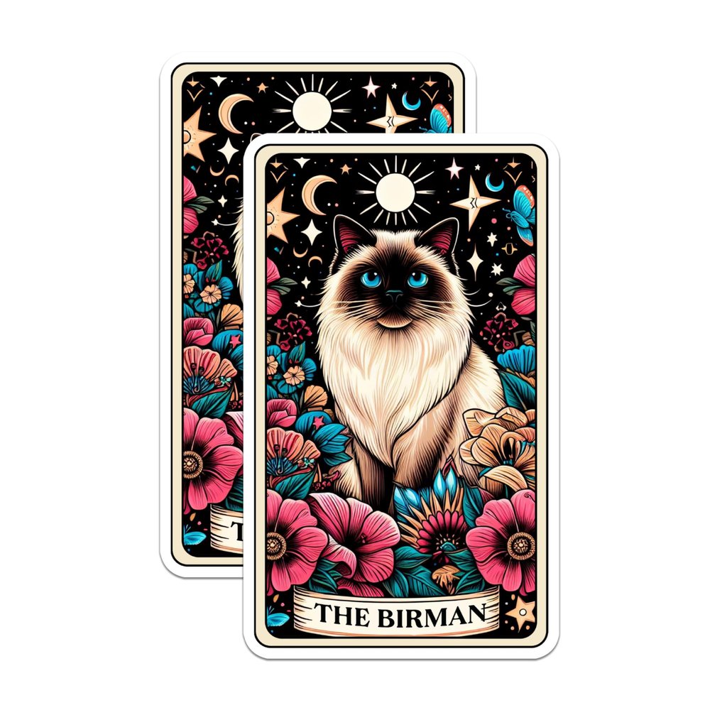 (2 Pack) The Birman Cat Breed Tarot Card Magnets - Cat Lover Cat Dad or Mom, Mama Magnets - 5" On Longest Side - Premium Magnet - for Cars, Refrigerators, Toolboxes - Made in USA - MAG1220