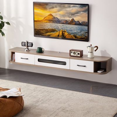 Wall Mounted Tv Unit 120/140Cm Floating Tv Stand, Wall Mounted Tv Unit Multimedia Storage Shelf, Floating Media Console Entertainment Center, Wood Hanging Tv Stand for Home Office/C/140Cm Feito na
