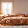 HandloomBazzar 100% Cotton Hand Tufted Textured Duvet Cover Boho Bedding Comforter Cover Set of 3 Pieces with Corner Ties & Zip Closures (Terracotta (Design 1), Over Size 120" x 120") view 1