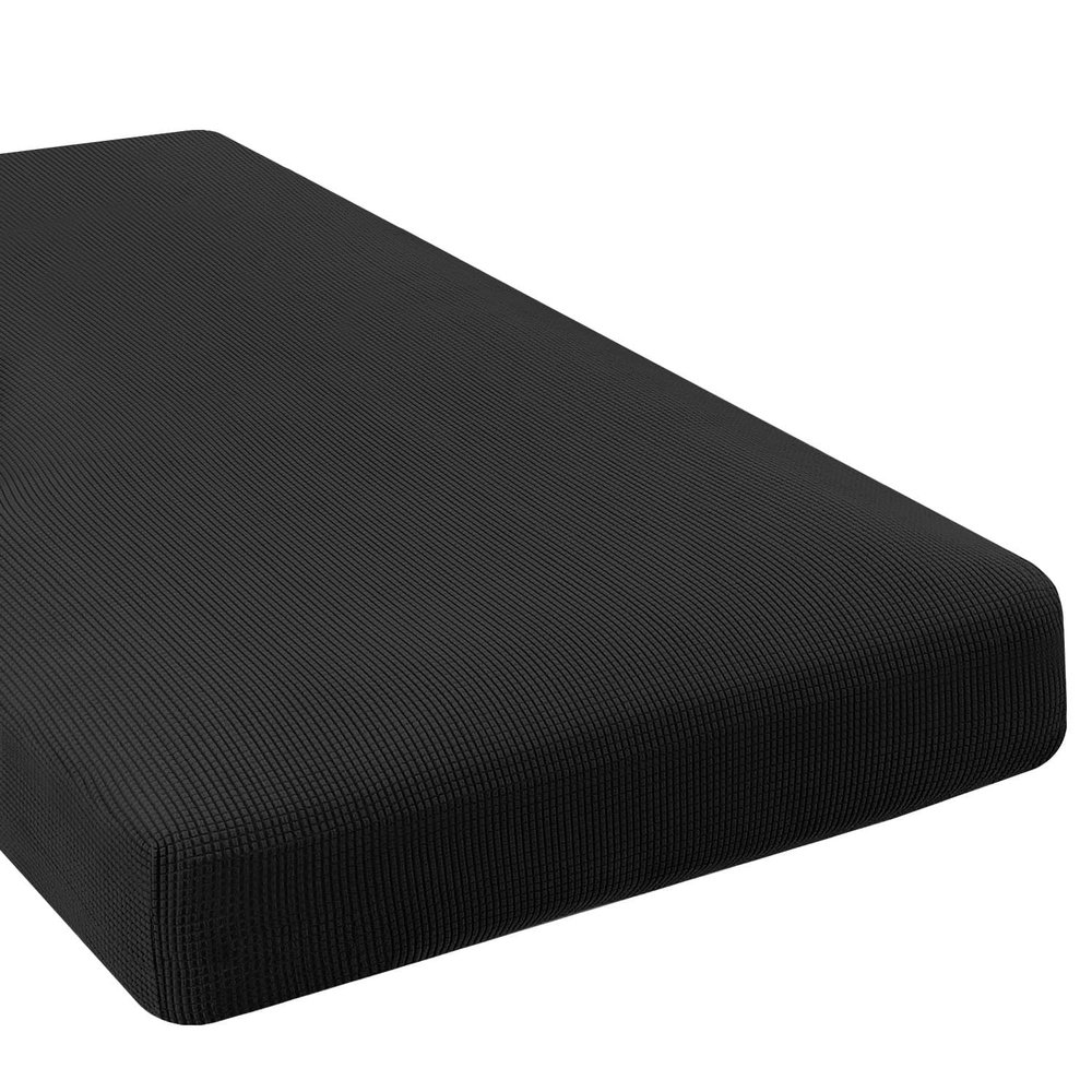 H.VERSAILTEX Super Stretch Individual Chaise Cover Sectional Couch Covers for L Shaped Sofa Both Left/Right Featuring Thick Jacquard Textured Twill Fabric (1 Piece Chaise Cover Large, Black)