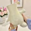 8 Inch Ceramic Vase for Building Block Flower Bouquet, Cute Thumbs Up Body Shape Vase for Lego-Compatible Flowers, Unique Desk Decor for Office & Home, Funky Gift for Women Men (Beige) view 2