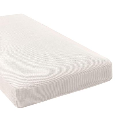 H.VERSAILTEX Super Stretch Individual Chaise Cover Sectional Couch Covers for L Shaped Sofa Both Left/Right Featuring Thick Jacquard Textured Twill Fabric (1 Piece Chaise Cover Large, Ivory)