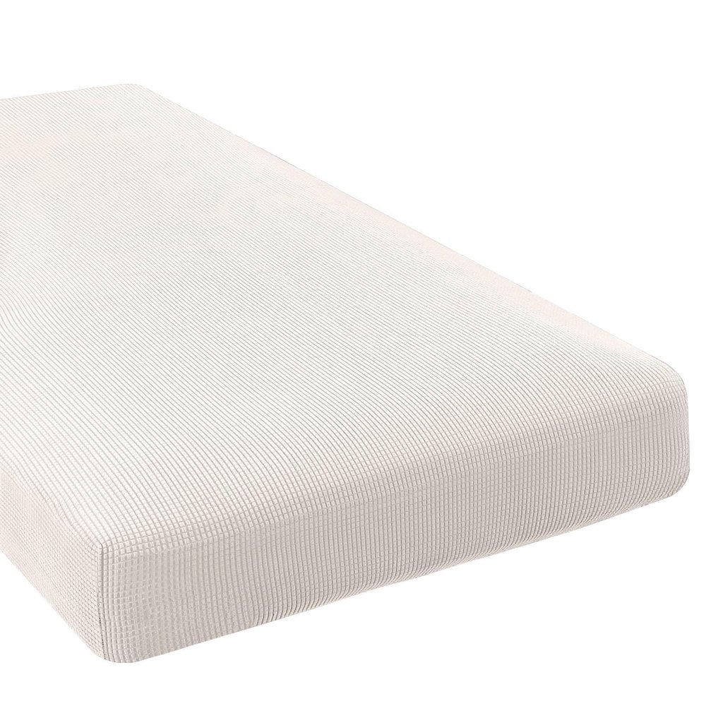 H.VERSAILTEX Super Stretch Individual Chaise Cover Sectional Couch Covers for L Shaped Sofa Both Left/Right Featuring Thick Jacquard Textured Twill Fabric (1 Piece Chaise Cover Large, Ivory)