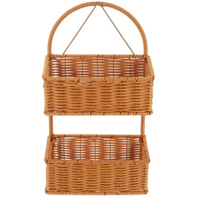 Luxshiny Woven Wall Hanging Basket Boho Style Rattan Laundry Storage Basket for Bathroom Kitchen Door Living Room
