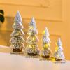 2pcs Artificial Mini Christmas Tree with LED String Light Christmas Decoration Ornaments Tabletop Wooden Base Small Pine Tree for Home Office Desktop Decor Winter Holiday Xmas Party Favors view 2
