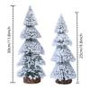 2pcs Artificial Mini Christmas Tree with LED String Light Christmas Decoration Ornaments Tabletop Wooden Base Small Pine Tree for Home Office Desktop Decor Winter Holiday Xmas Party Favors view 4