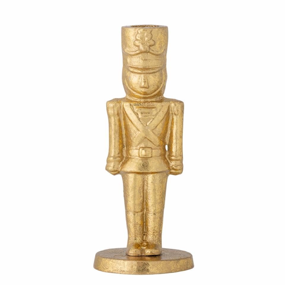 Bloomingville Vernon Candle Holder in The Shape of a Nutcracker in Gold Metal Height 18 cm Diameter 7 cm