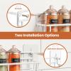 Mystozer 5 Pack Spice Rack Seasoning Organizer Wall Mount, Screw or Adhesive Hanging Shelf Basket Spice Organizer Shelf for Kitchen, White view 4