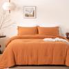 BOHOPOPM Burnt Orange Full Size Comforter Set, 3 Pieces Solid Terracotta Rust Breathable Fluffy Ultra Soft Polycotton Quilted Bedding Down Blanket Comforter for All Season (1 Conforter 2 Pillow Case) view 1
