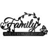CREATCABIN Family Metal Wall Decor Black Wall Art Family Word Sign Letters Quotes Sign Hanging for Home Living Room Bedroom Kitchen Indoor Outdoor Decor Where Life Begins Love Never Ends 11.8x6Inch view 1