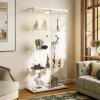 HAMBING Glass Display Cabinet with LED Lights and Lock, 4-Shelf Tempered Glass Curio Cabinet with 2 Doors, Collectible Display Showcase for Living Room, Bedroom  White view 1