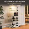 HAMBING Glass Display Cabinet with LED Lights and Lock, 4-Shelf Tempered Glass Curio Cabinet with 2 Doors, Collectible Display Showcase for Living Room, Bedroom  White view 2