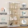 HAMBING Glass Display Cabinet with LED Lights and Lock, 4-Shelf Tempered Glass Curio Cabinet with 2 Doors, Collectible Display Showcase for Living Room, Bedroom  White view 4