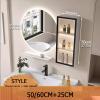 QWEASDF Led Medicine Cabinet Mirror,Lighted Medicine Cabinet with Mirror,Medicine Cabinet Mirror for Bathroom Medicine Cabinet,Mirrored Medicine CabinetUnique Shape(White,60cm+25cm/23.6in+9.8in) view 2