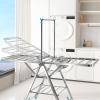 Stainless Steel Floor Folding Clothes Rack, Height Adjustable Wings with Hooks, Easy to Assemble (72") view 2