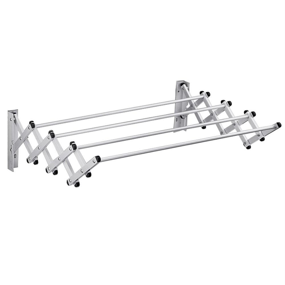 Expandable Foldable Laundry Drying Rack Wall Mounted Clothes Airer Towel Holder Rail 304 Stainless Steel Space Saving Bathroom Bath Hanger Hanging Easy to Install (80CM)