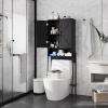 Over The Toilet Storage Cabinet with 2-Door Design Bathroom Organizers and Storage with Anti-Tip Device Over Toilet Organizer with Shelves for Bathroom,Restroom,Laundry Black view 1