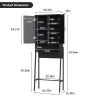 Over The Toilet Storage Cabinet with 2-Door Design Bathroom Organizers and Storage with Anti-Tip Device Over Toilet Organizer with Shelves for Bathroom,Restroom,Laundry Black view 2