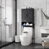 Over The Toilet Storage Cabinet with 2-Door Design Bathroom Organizers and Storage with Anti-Tip Device Over Toilet Organizer with Shelves for Bathroom,Restroom,Laundry Black view 3