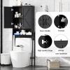 Over The Toilet Storage Cabinet with 2-Door Design Bathroom Organizers and Storage with Anti-Tip Device Over Toilet Organizer with Shelves for Bathroom,Restroom,Laundry Black view 4