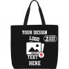 Custom Design Your Own Personalized Tote Bags Unisex Reusable Black Tote Bag Bulk view 1