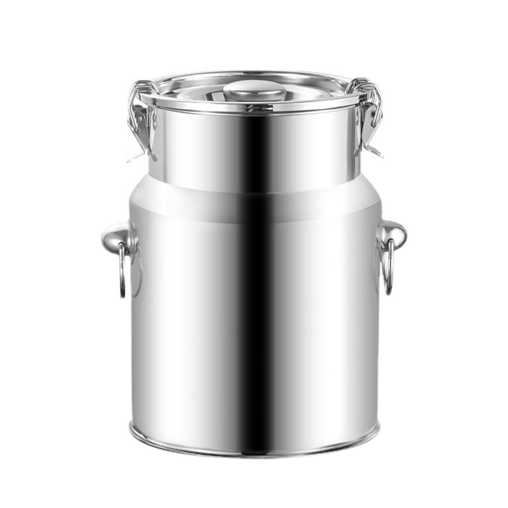 AIZYR Stainless Steel Milk Can Milk Bucket Oil Barrel with Lid Transport Tank Sealed Barrel Wine Jar Container for Milk Oil Wine,5L 17X24cm
