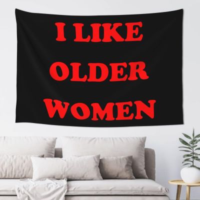 YVNUM 60x40 Inches Tapestry,I Like Older Women Wall Hanging Wall Art For Bedroom Living Room Dorm Decor, Black