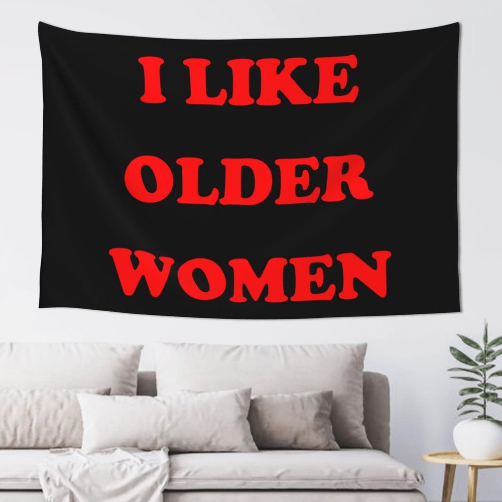 YVNUM 60x40 Inches Tapestry,I Like Older Women Wall Hanging Wall Art For Bedroom Living Room Dorm Decor, Black