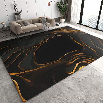2x4 Runner Rugs Abstract Art Black and Gold Fit Under Door Rugs for Entryway, Dynamic Wave Line Design Kitchen Runner Rug Soft Non Slip Washable for Sink Entryway Hallways Indoor