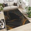 2x4 Runner Rugs Abstract Art Black and Gold Fit Under Door Rugs for Entryway, Dynamic Wave Line Design Kitchen Runner Rug Soft Non Slip Washable for Sink Entryway Hallways Indoor view 2