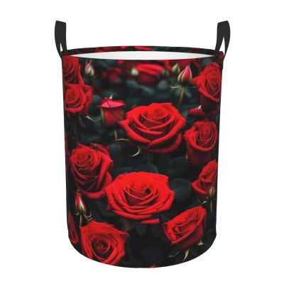 Many Red Rose Collapsible Laundry Basket-Waterproof Large Storage Baskets,Toy Organizer,Home Decor
