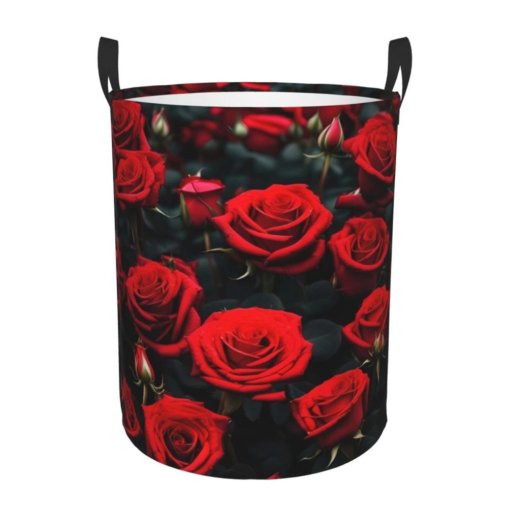 Many Red Rose Collapsible Laundry Basket-Waterproof Large Storage Baskets,Toy Organizer,Home Decor