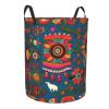 Mexican Folk Art Boho Collapsible Laundry Basket-Waterproof Large Storage Baskets,Toy Organizer,Home Decor view 2